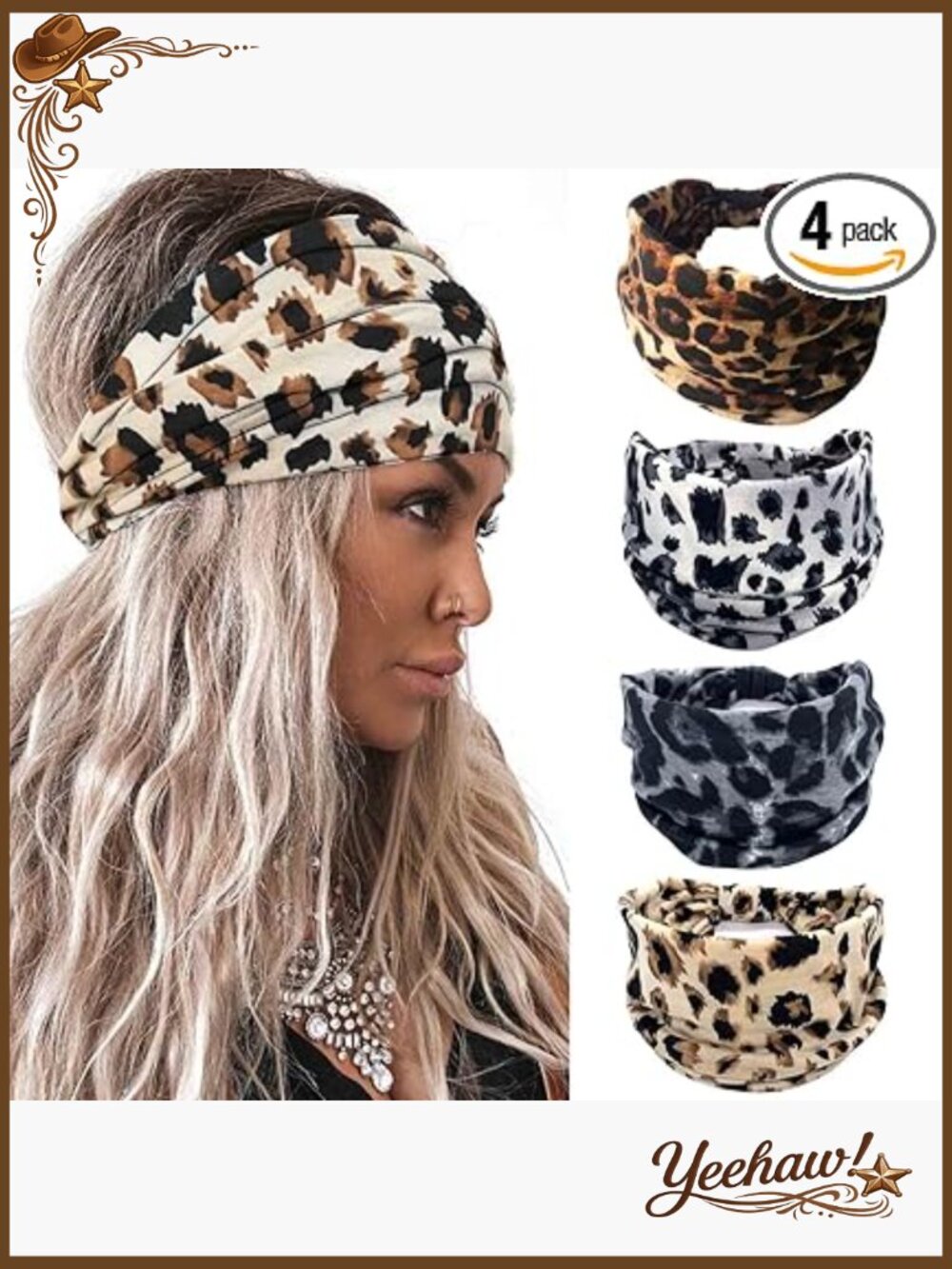 Wide Knotted Turban Headband Non Slip Elastic Hair Wrap Workout Yoga Boho Hair